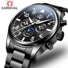 Men sport Watch Carnival brand fashion men Mechanical watch 30M waterproof steel band auto date male watches relogio masculino 2024 - buy cheap