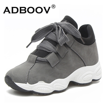 ADBOOV Autumn Winter Platform Sneakers Women Pig Suede Comfortable Casual Shoes Woman Korean Fashion Zapatos De Mujer Gray Black 2024 - buy cheap