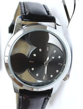 Модные брендовые женские кварцевые часы с Микки-Маусом, повседневные прозрачные открытые кожаные детские наручные часы с циферблатом, женские часы для студентов 2024 - купить недорого