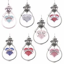 SISTER BIG MIDDLE LITTLE BABY  LIL SIS SOUL SISTERS SnowMan Crystal Heart pendant Family Member christmas Jewelry 2024 - buy cheap