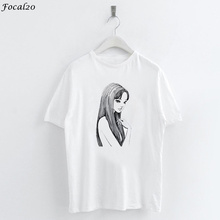 Focal20 camiseta com estampa do diabo, camiseta feminina folgada de manga curta casual e simples 2024 - compre barato