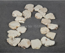White Tur quoise Top Drilled Slab Beads Necklace,Tur quoise Howlite Slice Beads,Magnesite Tur quoise Pendants 22-32x30-46mm 2024 - buy cheap