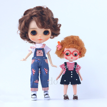 1 PCS Doll's Denim Straps Trousers for Blyth, Azone, Holala, OB24, 1/6 BJD, Ixdoll Doll Clothes Bib Pants T-shirt Accessories 2024 - buy cheap