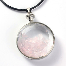 Tendência-contas banhadas a prata redonda, garrafa de desejos natural rosa quartzo pingente para joias femininas 2024 - compre barato
