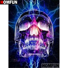 HOMFUN-pintura de diamante 5D DIY "calavera relámpago", cuadrados o redondos de imitación bordado de diamantes, estilo punto de cruz 3D, decoración del hogar, A19302 2024 - compra barato