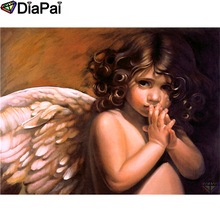 DIAPAI 100% квадратная/круглая дрель 5D DIY Алмазная картина "Ангел девочка" Алмазная вышивка крестиком 3D декор A19869 2024 - купить недорого