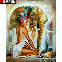 Алмазная 5D картина HOMFUN «женщина-слон», вышивка крестиком из квадратных/круглых страз, домашний декор, A13677 2024 - купить недорого