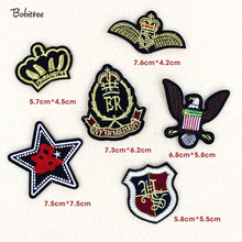 6pcs/lot embroidered badge patches star crown iron on patch for clothing bags Stickers Appliques 2024 - buy cheap