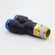 Fee shipping Pneumatic quick connection-peg fittings PX4 6 8 10 12mm-(M5" 1/8" 1/4" 3/8" 1/2") Y type Tee outer thread 2024 - buy cheap