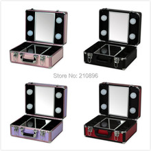 New Type Portable makeup case with lights light weight makeup box with mirror 5 colours, cosmetic cases 2024 - buy cheap