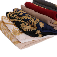 Женский вышитый хиджаб, Женский легкий шарф, простые хлопковые шарфы, модные блестящие шарфы 190*80 см 2024 - купить недорого