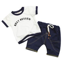 Childrens Jogging Suits Baby Boys Clothes Set Short Sleeved Tops + Jeans Pants 2PCS Outfits Kids Clothing For 0-5 Years Old 2024 - buy cheap