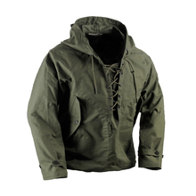 USN Wet Weather Parka Vintage Deck Jacket Pullover Lace Up WW2 Uniform Mens Navy Military Hooded Jacket Outwear Army Green 2024 - buy cheap