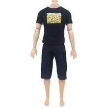 2 pcs/set Black T-shirt & Capri Pants Suit Causal Suit for Ken Doll Accessorise Clothes Boy for Height 30cm Dolls Clothing 2024 - buy cheap