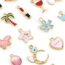30Pcs Mixed Enamel Charms Collection Swan Moon Star Cat Pendant Necklaces Bracelets Key Chains Handmade Jewelry Making 2024 - buy cheap