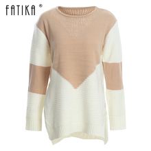 Pulóveres Fatika, suéter suelto con cuello redondo, sudaderas geométricas de punto, ropa informal para mujer, Otoño Invierno 2018 2024 - compra barato