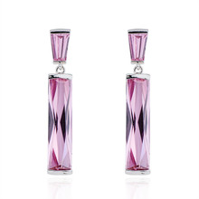 Silver Color Earring brinco brincos Pink Stone Dangle Earrings Women Engagement Gift 2018 New Fashion Jewelry Ear0034 2024 - buy cheap