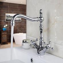 Bathroom Chrome Brass Basin Faucet Lavatory Sink Tap Mixer Double Cross Handle Bath Tap Hot and Cold Mixer Tap ZD169 2024 - buy cheap