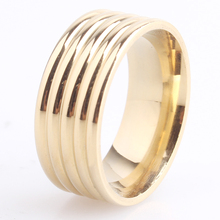 Бесплатная доставка 8 мм золотой цвет четыре полосы 316L нержавеющая сталь свадебные кольца для мужчин и женщин оптовая продажа 2024 - купить недорого