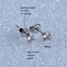 Titanium With 4mm Clean Zircon Round Stud Earrings 316L Stainless Steel IP Planting No Fade No Allergy 2024 - buy cheap