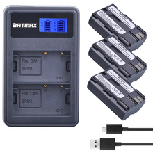 Batmax 3pcs BP-511A BP511 Replacement battery + LCD USB Dual Charger for Canon G6 G5 G3 G2 G1 EOS 300D 50D 40D 30D 20D 5D 2024 - buy cheap