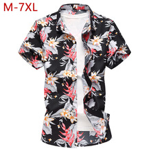 M-7XL Plus Size Men Short Sleeve Thin Shirt Casual Cotton Slim Fit Hawaiian Dress Designer Beach Shirt For Male Print Shirts 2024 - buy cheap