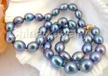 Free Shipping WholesaleBeautiful AAA 17" 9-10mm peacock blue baroque freshwater pearl necklace 2024 - buy cheap
