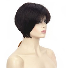 Strongbeauty perucas femininas, perucas bob assimétricas, franja inclinada, cabelo preto/loiro, peruca curta reta sintética 2024 - compre barato