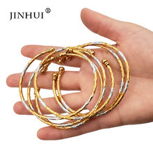 Jin Hui African Ethiopia Fashion gold Silver color jewelry women wedding Ornament gifts Stretchable Adjustable size Bracelet 2024 - buy cheap