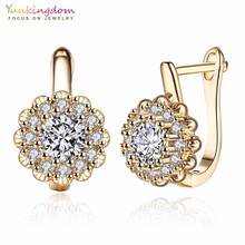 Yunkingdom Fashion Shiny Zirconia Hoop Earrings for Women White Gold/Gold Color Earring 2024 - buy cheap