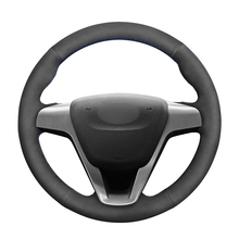 Capa de volante de carro com costura manual diy, camurça preta, cobertura de volante para lada vesta 2015 2016 2017, acessórios 2024 - compre barato