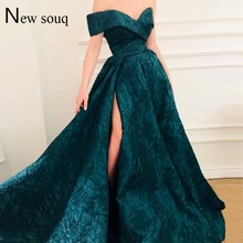 One Shoulder Green Prom Dresses Arabic Party Dress 2019 High Split Side Evening Gowns Robe De Soiree Custom Made Formal Dress 2024 - buy cheap