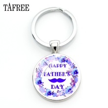 TAFREE Happy Father's Day Keychains Fashion Popular Glass Cabochon Dome Handmade Art Picture Round Shape Papa Dad Jewelry FR18 2024 - buy cheap