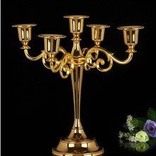 27 Cm Metal Candlestick 3 Colors Silver / Gold / Bronze / 3 Arms / 5 Arms Candlestick Wedding Dinner Decoration Candlestick 2024 - buy cheap