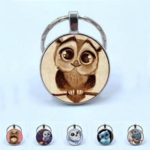 2019 Adorkable Owl Pendant Keychain Big Eyes Cute Bird Retro Picture Double sided Glass Cabochon Pendant Keychain 2024 - buy cheap
