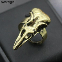 Регулируемое кольцо с черепами викингов ворон, готические античные бронзовые винтажные кольца для мужчин и женщин 2024 - купить недорого