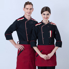 Macacão de cozinha de manga longa, uniforme de chef ocidental com mangas compridas, roupa branca personalizada de chef de cozinha 2024 - compre barato