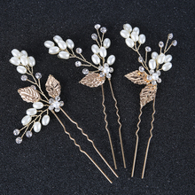 3 PCS Handmade Crystal Rhinestone Flower Hairpin Pearl Bridal Hair Pin Clip Gold Leaf Wedding Sticks For Bridesmaid Bride 2024 - buy cheap