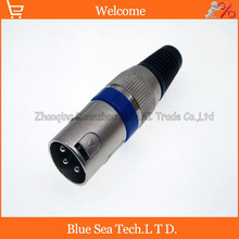 10 pcs conector de microfone de áudio xlr 3 pinos macho j3p xlr ktv plugue de microfone, tipo de cor de anel azul 2024 - compre barato