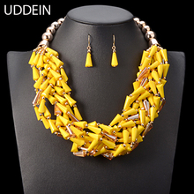 UDDEIN-Conjunto de collar y pendientes de cuentas africanas, Gargantilla Bohemia hecha a mano, collar y colgante para mujer, joyería india de boda nigeriana 2024 - compra barato