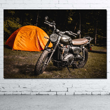 Декоративные картины ретро мотоцикл картина стены художественный постер картина ткань напечатанная для декора комнаты 2024 - купить недорого