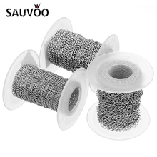 SAUVOO 10 Yards/Roll 2/2.5/3mm Width Silver Color Stainless Steel Link Chain Bulk Metal Diy Extender Chains Diy Necklace Jewelry 2024 - buy cheap