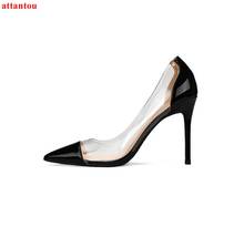 Patchwork Black high heels rivet decor woman dress shoes thin heel female pumps slip-on pointed toe party shoes stiletto heels 2024 - buy cheap