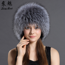 QiuMei Women Real Fox Fur Hats Winter Elastic Luxury Fur Caps Knitted Lined Genuine Raccoon Fox Fur Beanies Russian Bomber Hats 2024 - buy cheap