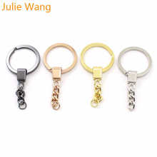 Julie Wang 10PCS Copper Keyring Keychain Split Ring with Short Chain Keychains Key Chains Handmade Jewelry Making Accessory 2024 - buy cheap