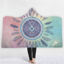 Wholesale Mandala Dreamcatcher Sherpa 3D Print Flower Spot Plush Hooded Blanket Adults Kid Warm Home Wearable Fleece Blankets 2024 - buy cheap