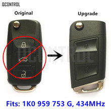 QCONTROL Upgrade Remote Key 1K0959753G for VW/VOLKSWAGEN 434MHz CADDY/EOS/GOLF/JETTA/SIROCCO/TIGUAN/TOURAN 1K0 959 753 G / 753G 2024 - buy cheap