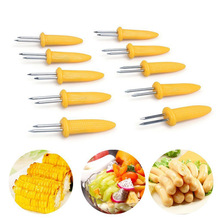 10 pcs/set Mini Multi-Function Recyclable Stainless Steel Corn Fork BBQ Food Holder Home Kitchen Party Barbecue Supplies 2024 - buy cheap