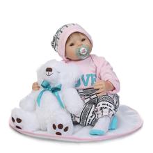 Силиконовые куклы-Новорожденные для девочек, с белым медведем 2024 - купить недорого