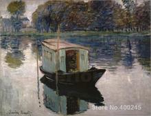 Christmas Gift art on Canvas The Studio Boat by Claude Monet Painting High Quality Handmade 2024 - buy cheap